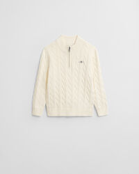 Camisola de malha entrançada em algodão com meio fecho de correr Kids