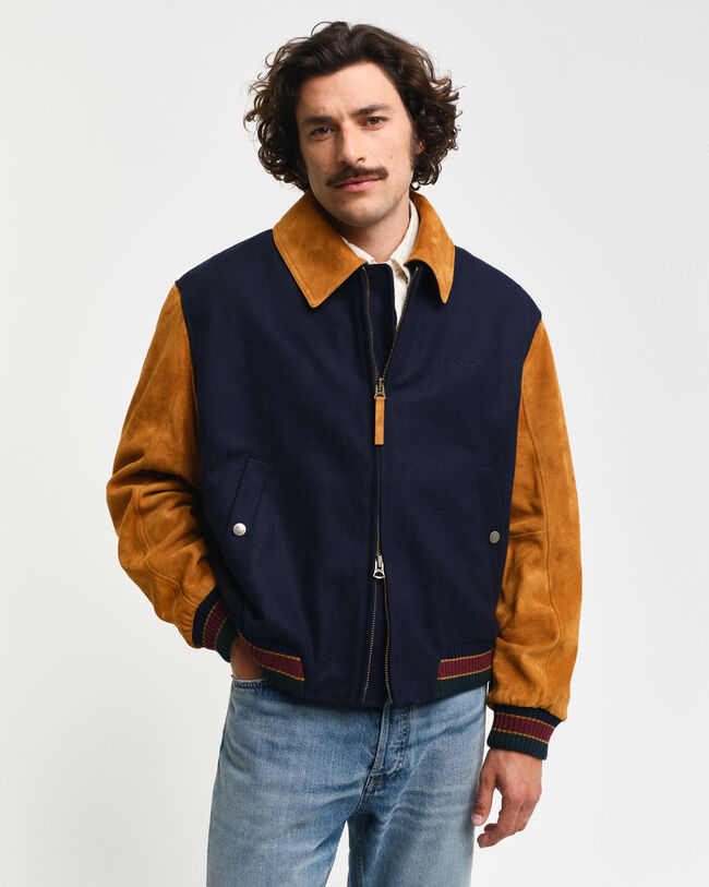 GANT Varsity Jacket em mistura de lã e camurça