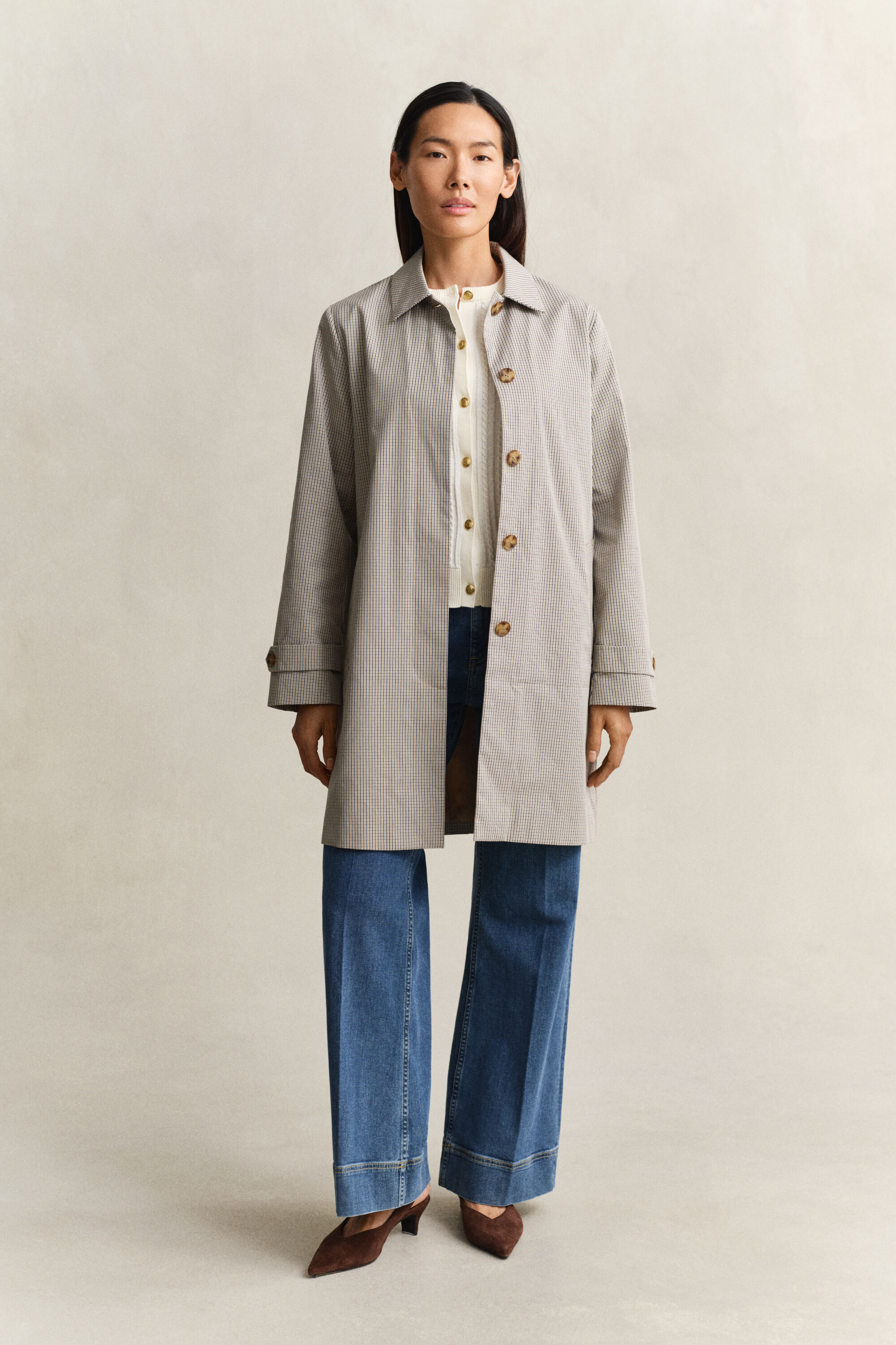 Gabardina com padrão de xadrez