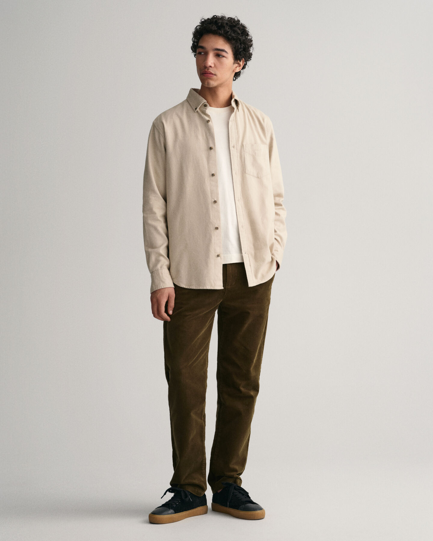 Camisa de flanela com padr&atilde;o espinha de peixe regular fit