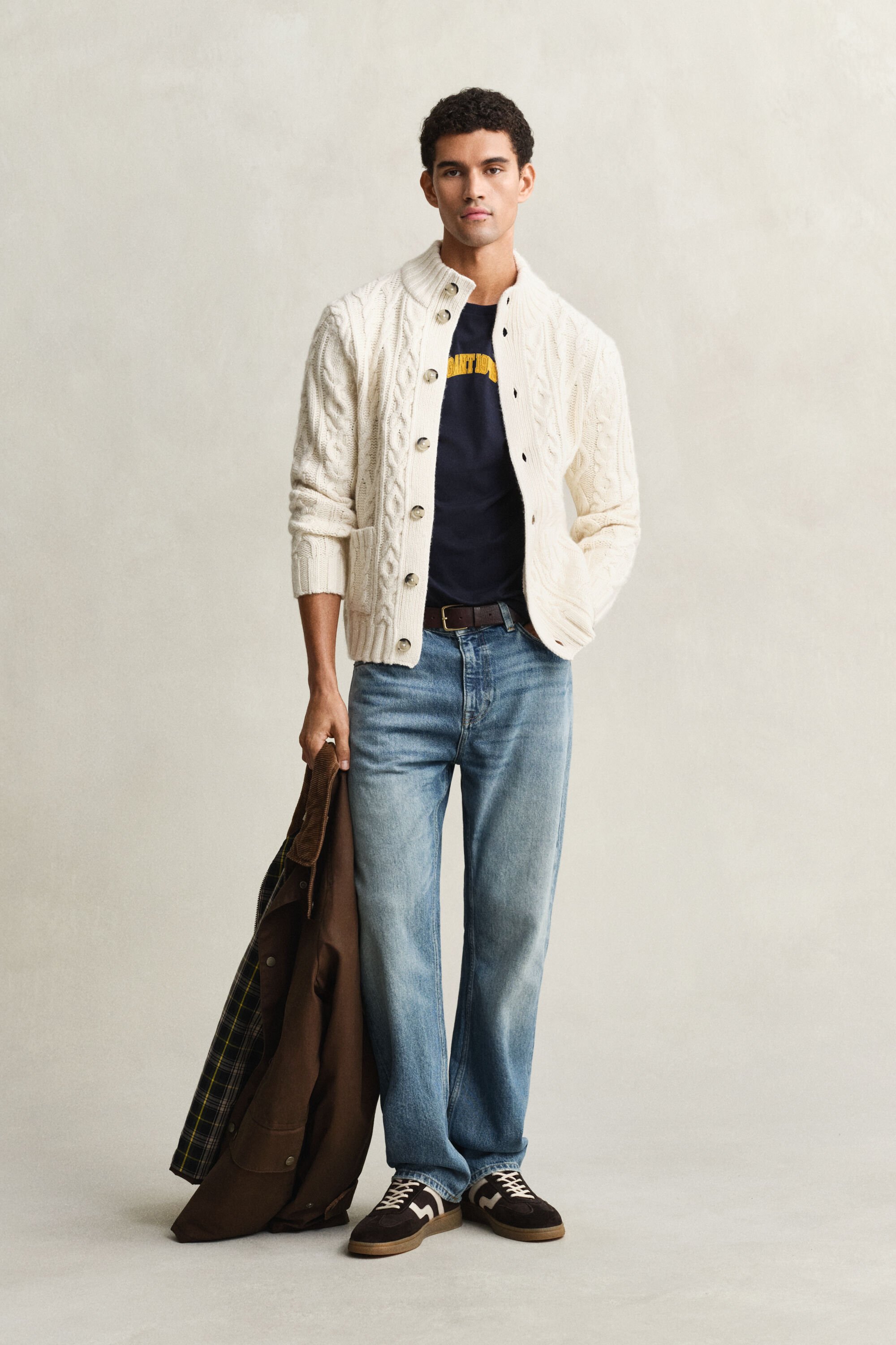 Casaco de malha entrançada