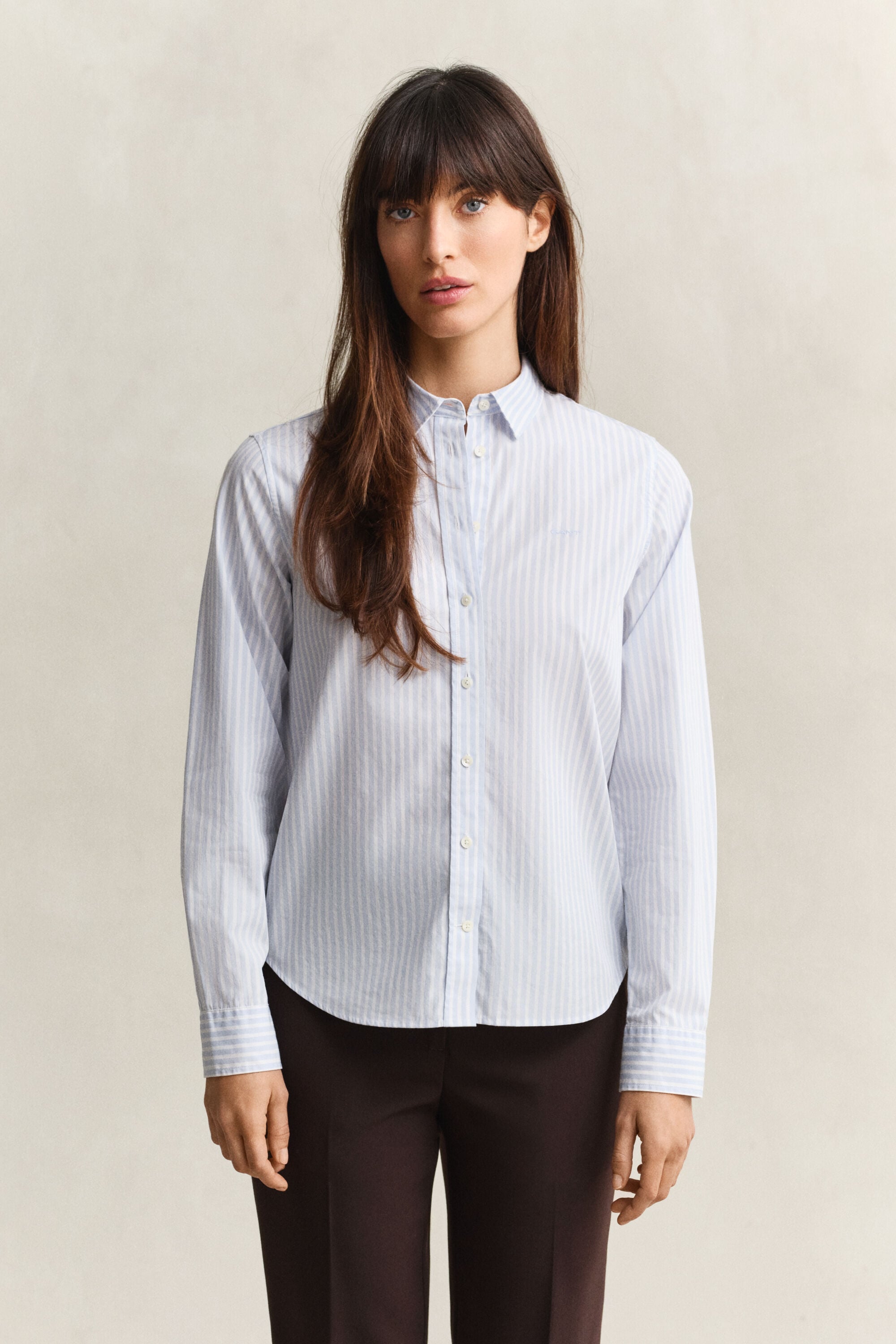 Camisa em popelina às riscas Classic regular fit
