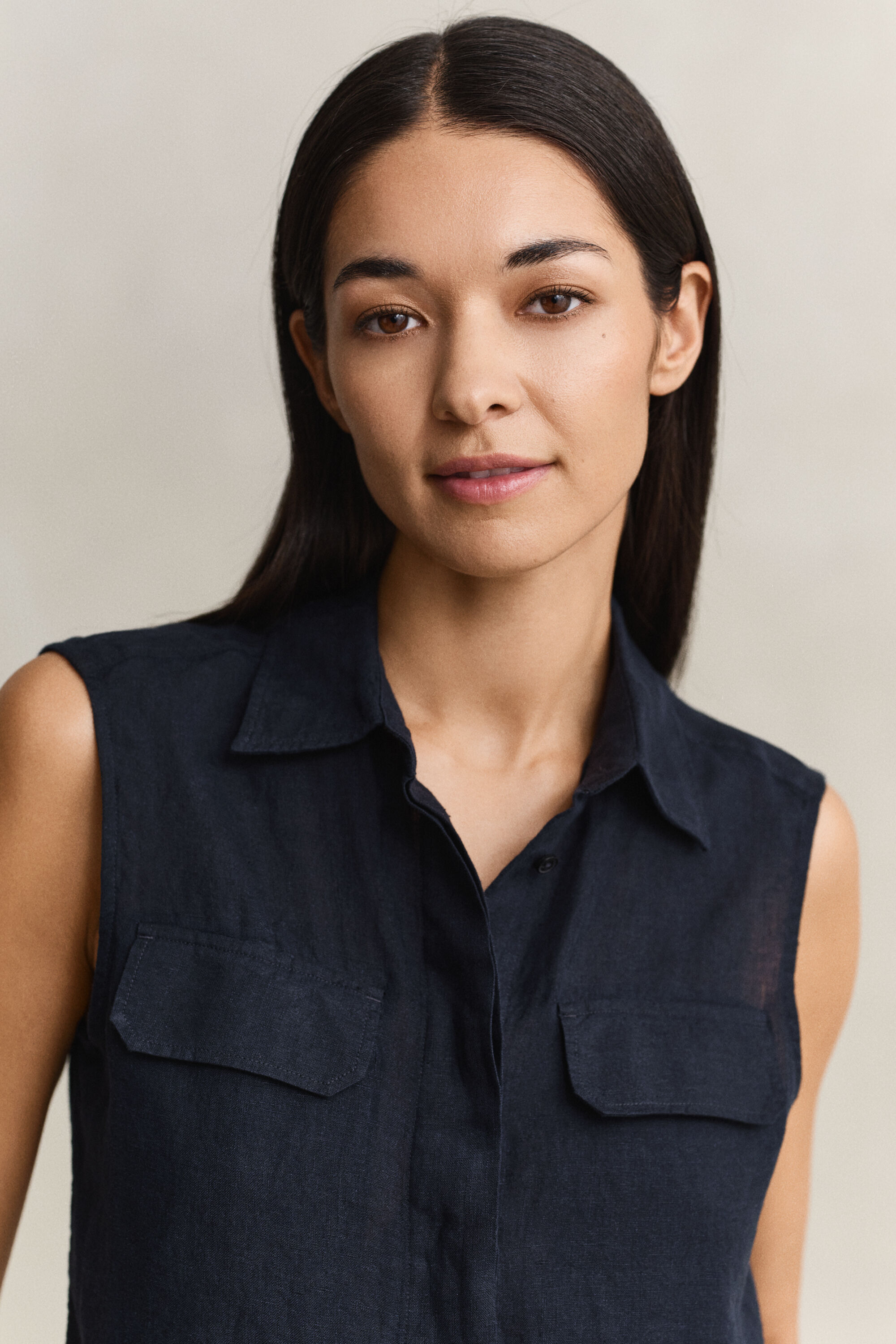 Camisa de linho sem mangas