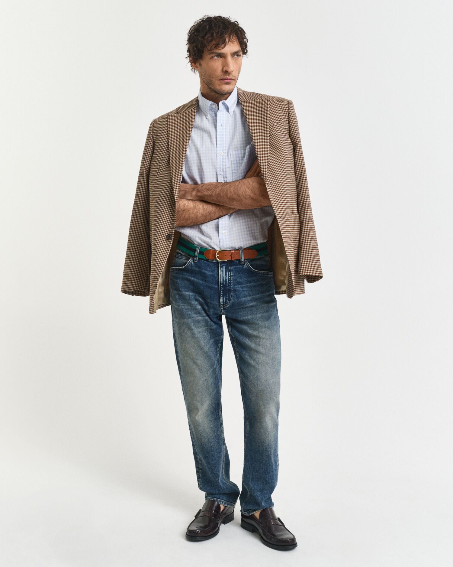 Camisa em popelina gingham Classic regular fit