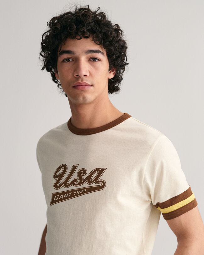 T-shirt GANT USA com riscas nas mangas