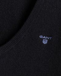 Pulover com decote em V em l&atilde; extrafina