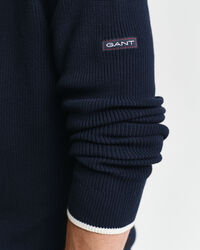 Camisola de malha com decote redondo em algodão canelado