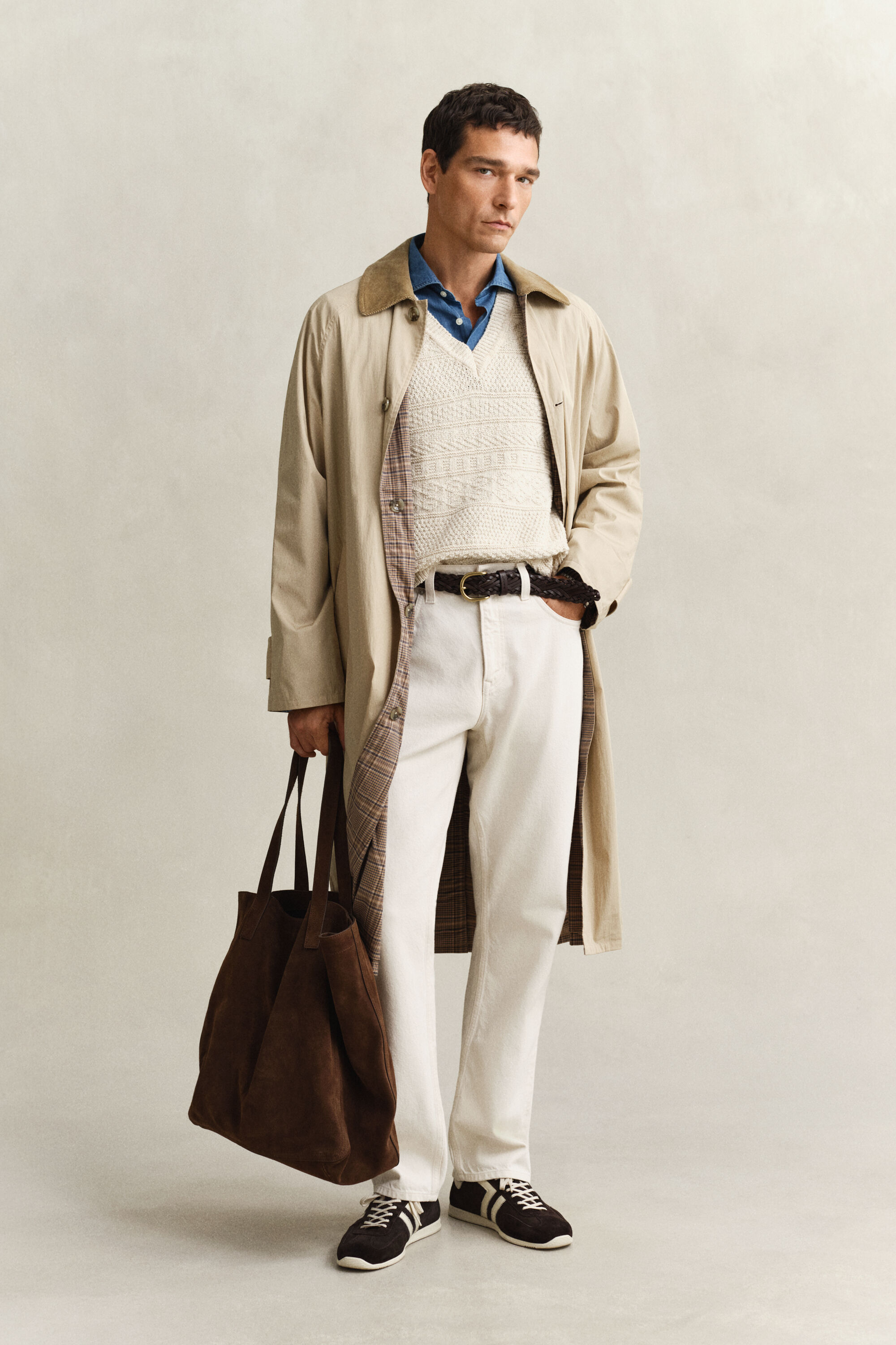 Colete em mistura de algodão Textured