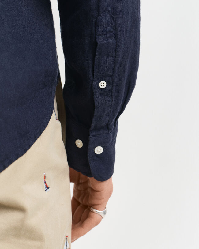 Camisa de linho tingida regular fit