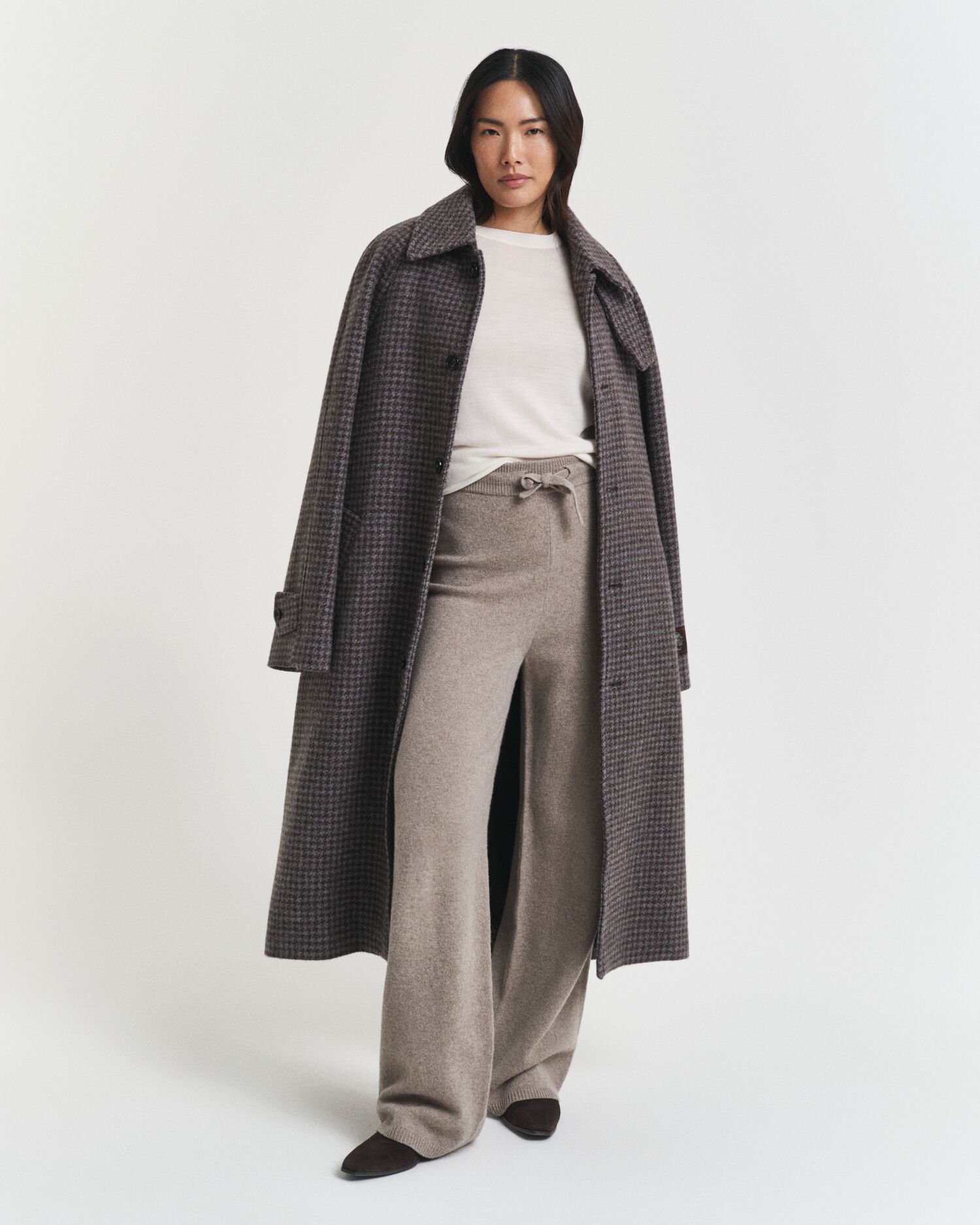 Calças em malha de lã