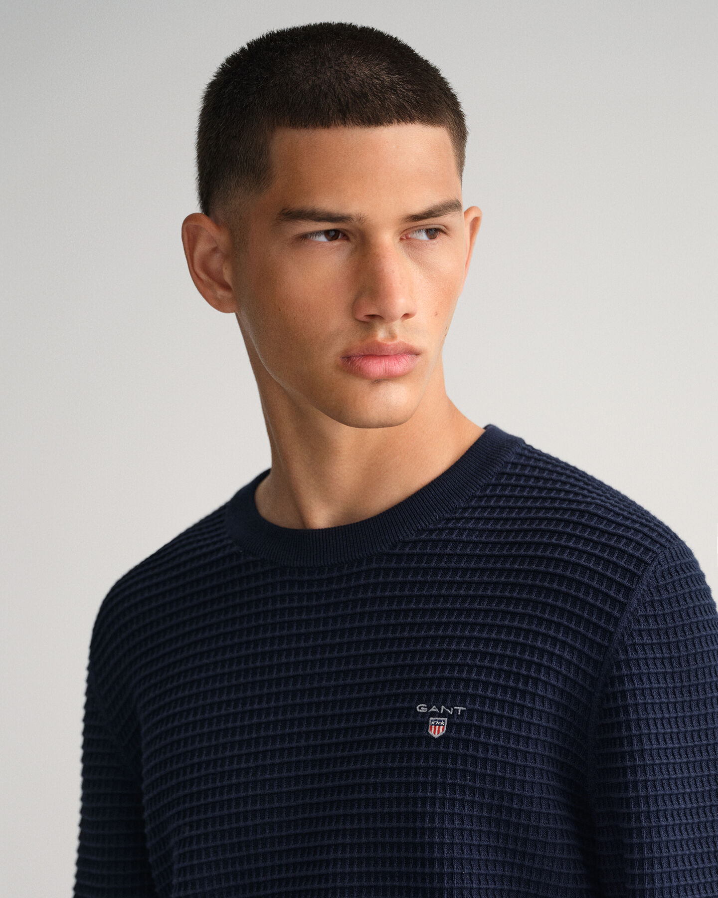 Pulover de algod&atilde;o com decote redondo Texture