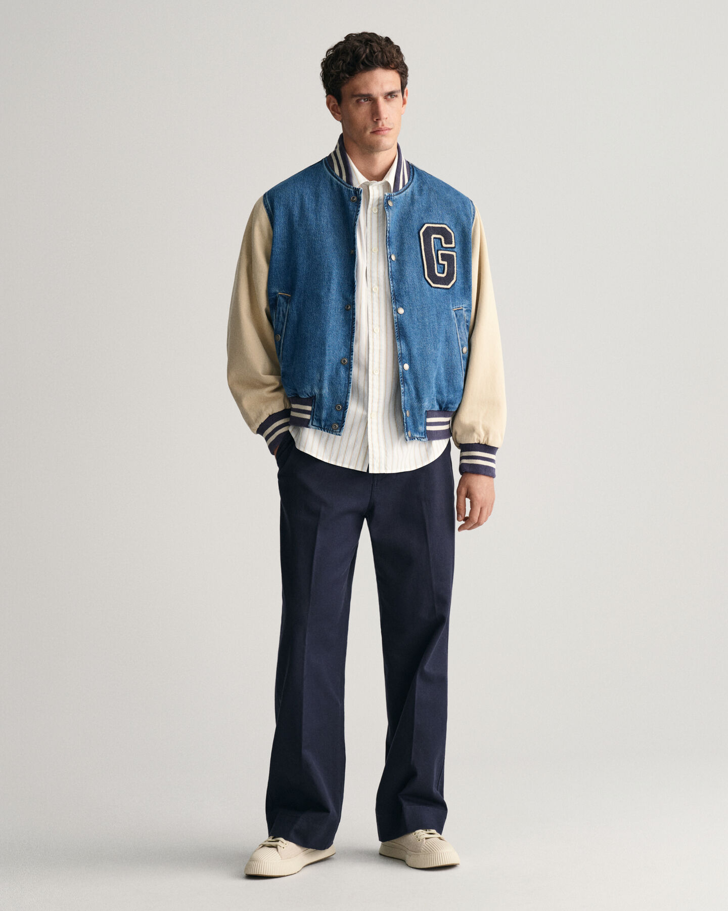 Camisa de manga curta Heritage Poplin &agrave;s riscas relaxed fit