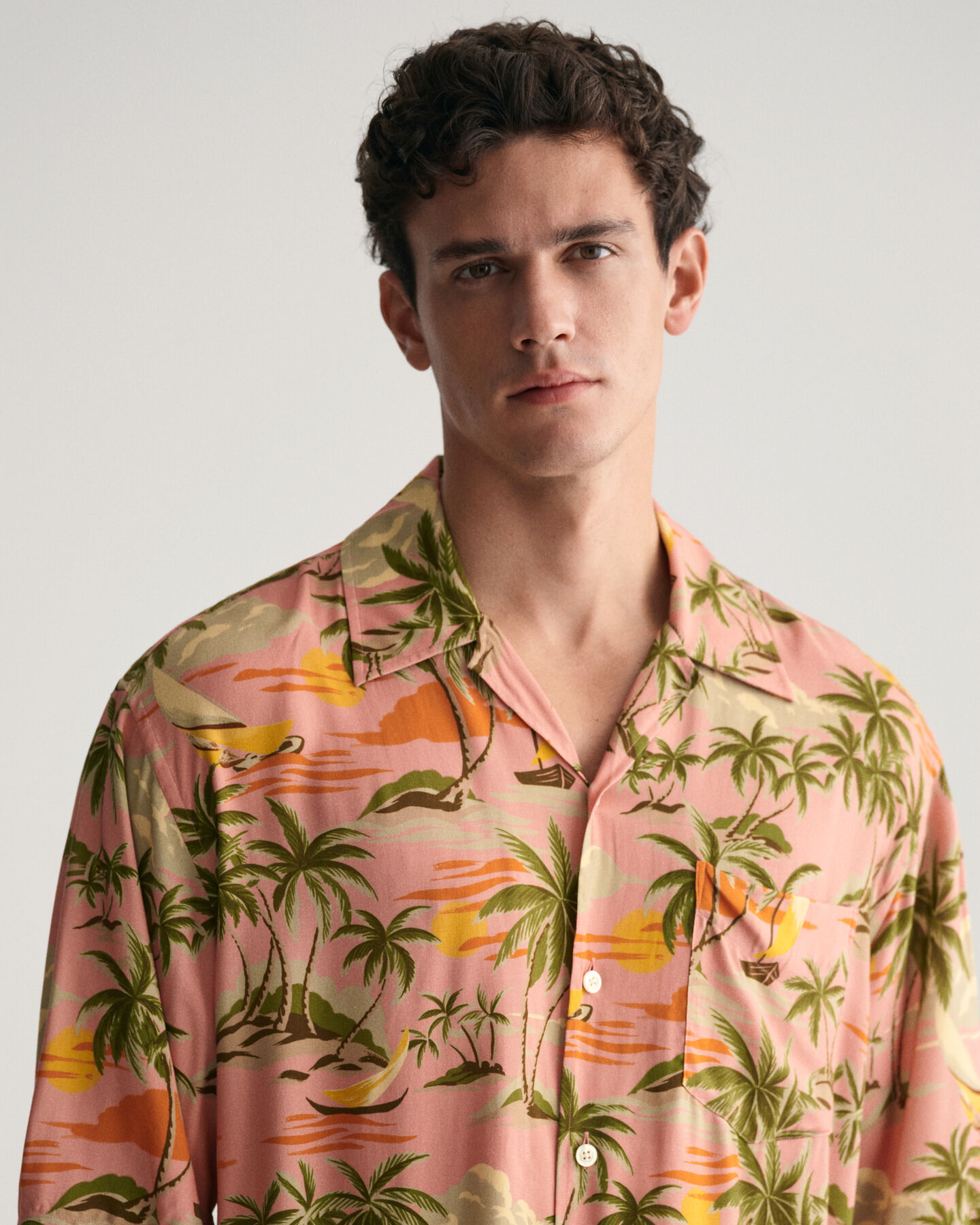 Camisa de manga curta Hawaiian Print relaxed fit
