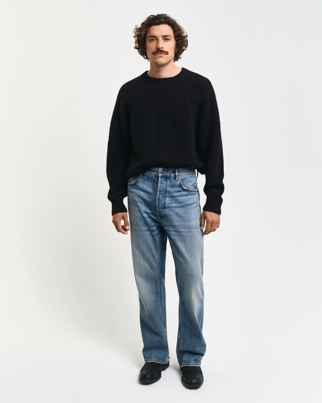 Camisola de malha com decote redondo em caxemira