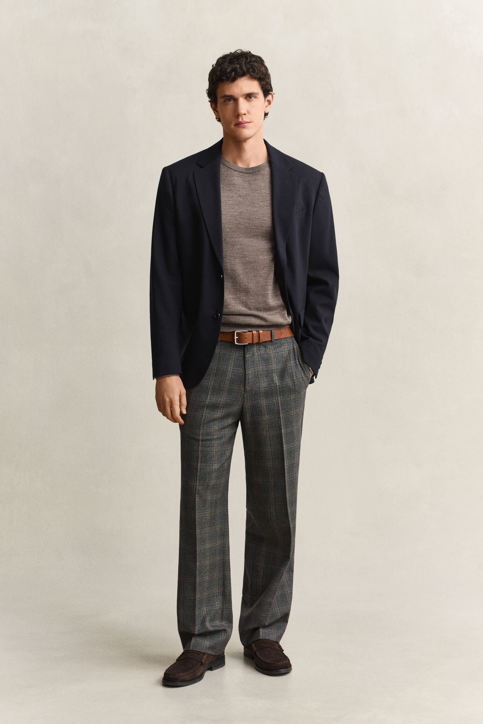 Camisola de malha com decote redondo em lã de merino