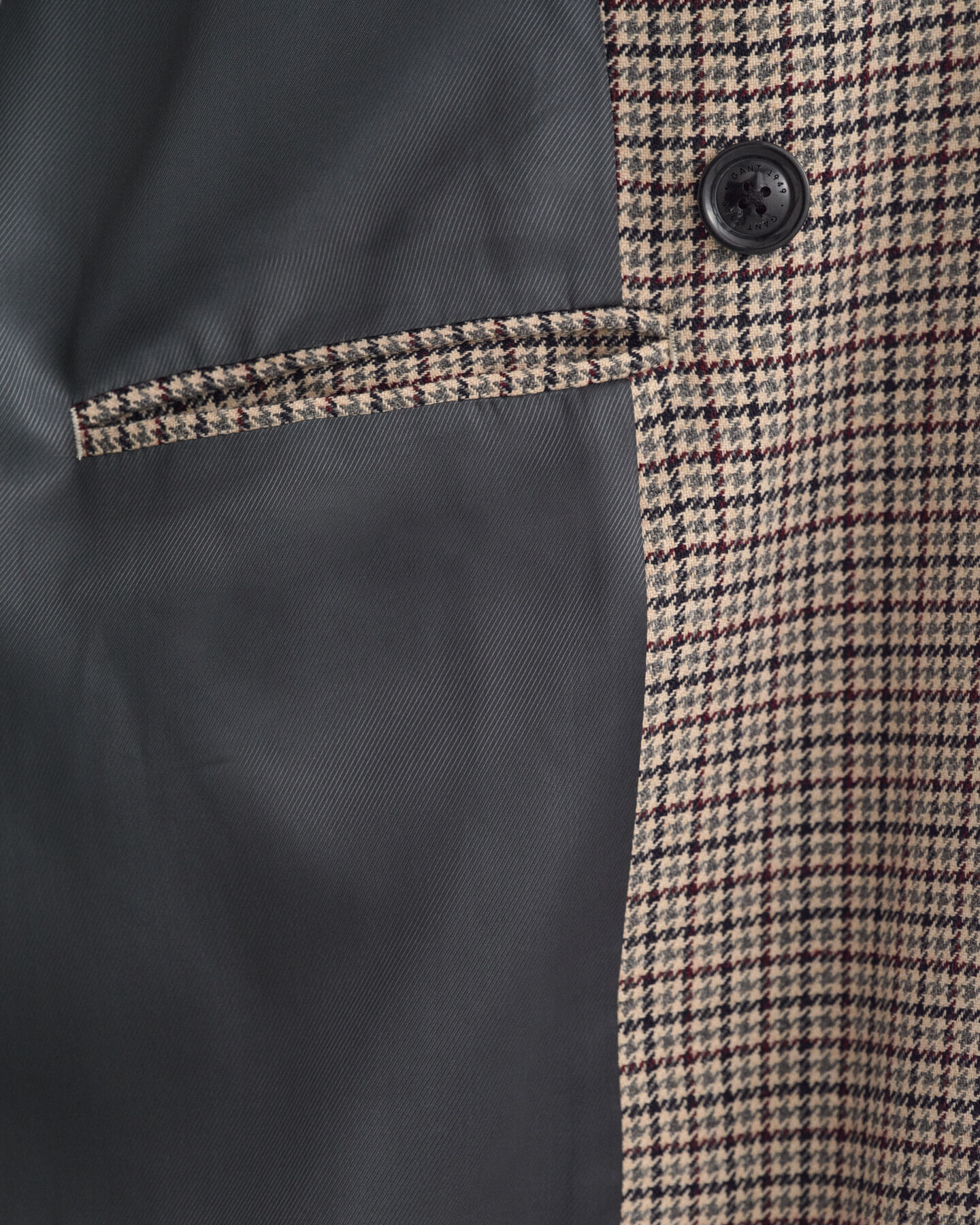 Gabardina em lã com padrão Houndstooth