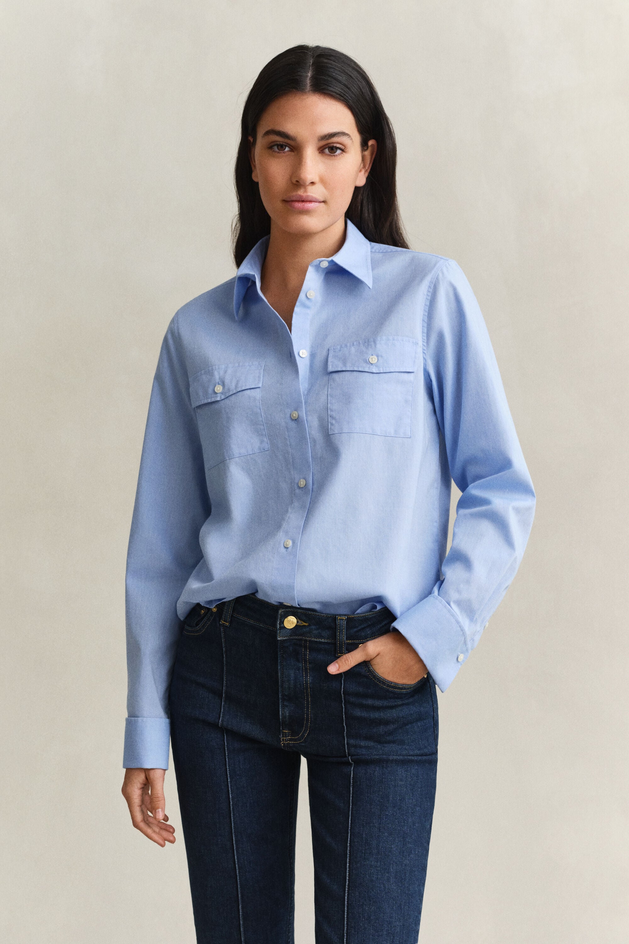 Camisa em algodão com punhos franceses