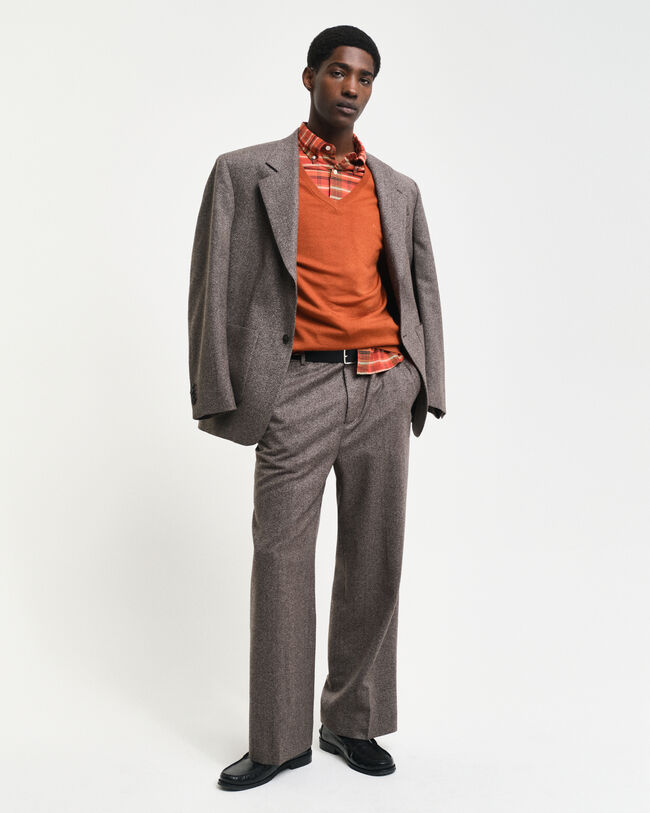 Pullover com decote em V em lã de merino extrafina