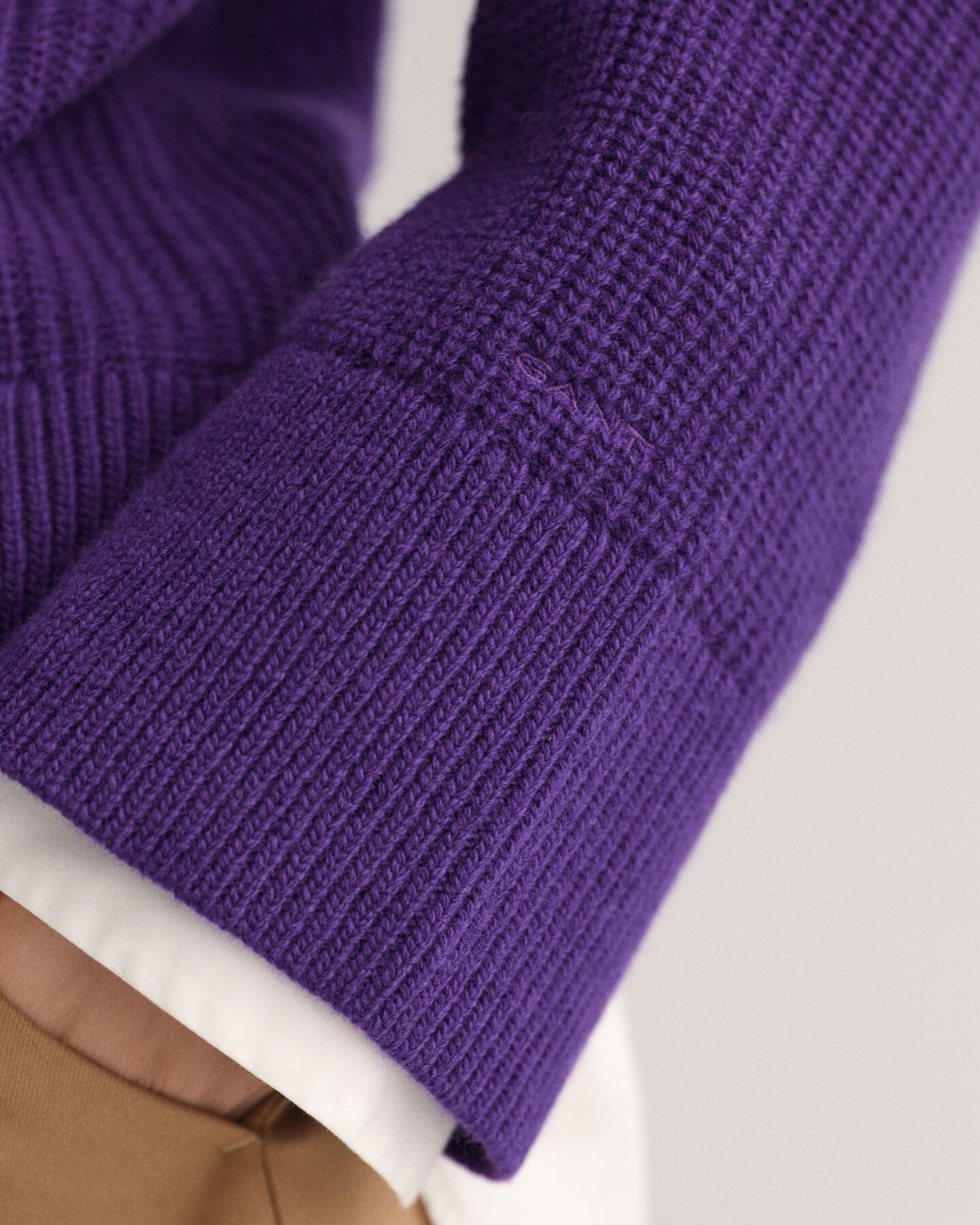 Casaco de malha em l&atilde; canelada