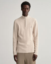 Sweatshirt com meio fecho em malha canelada Texture