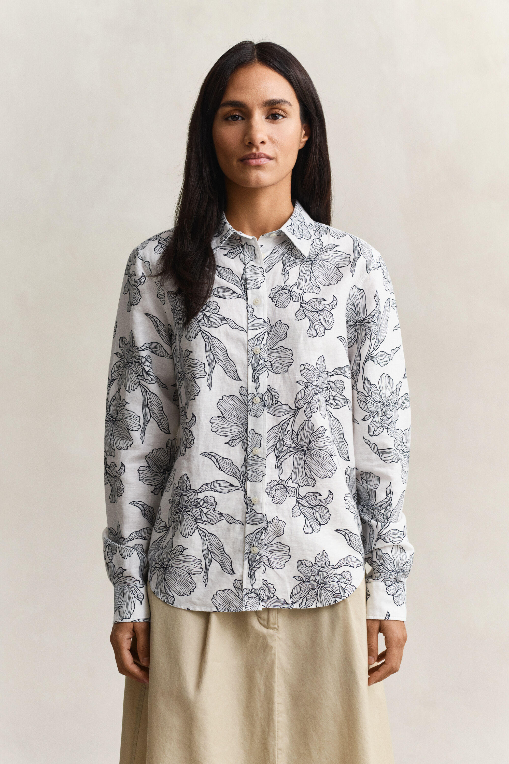 Camisa de linho floral