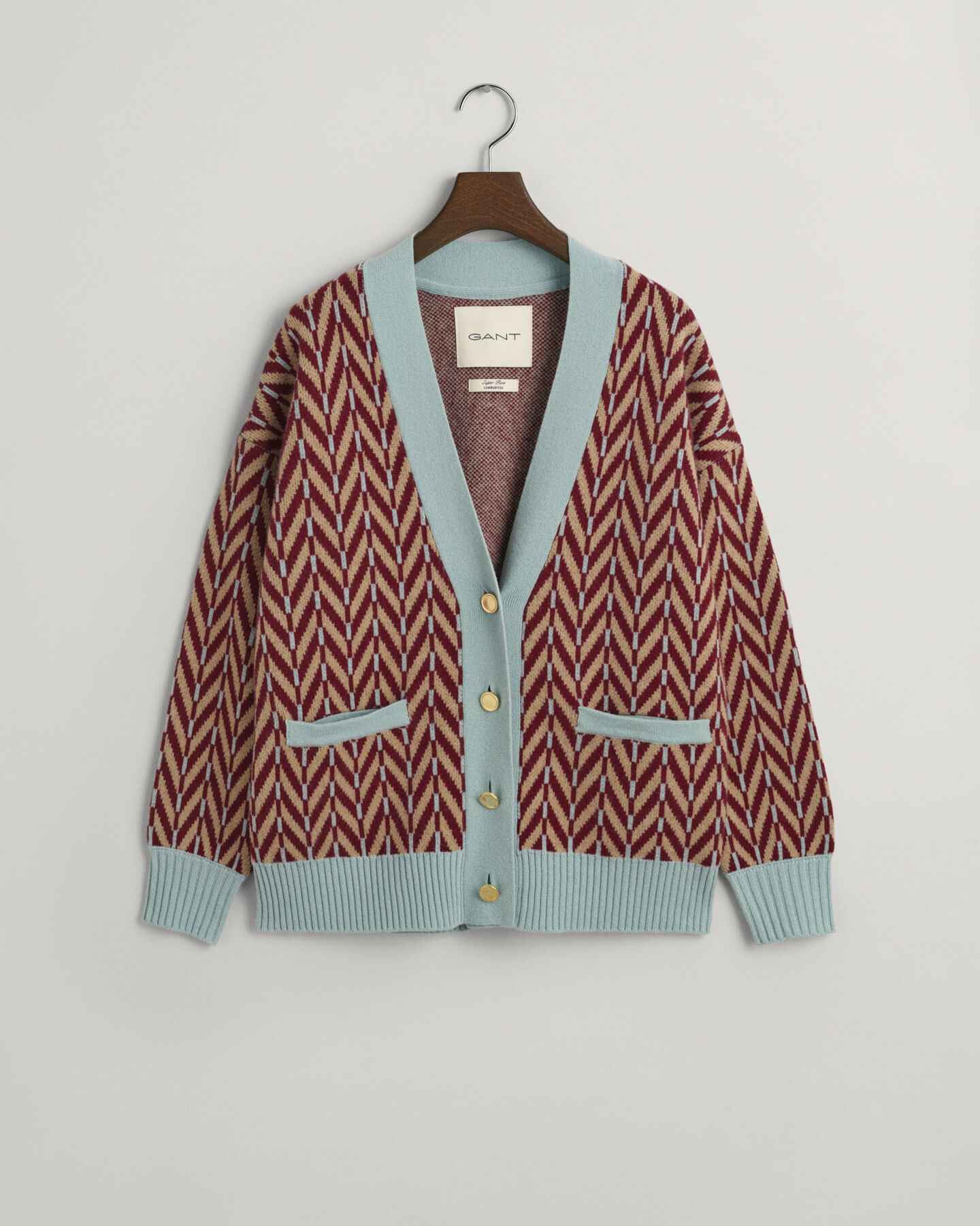 Casaco de malha com padr&atilde;o espinha de peixe multicolor