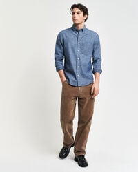 Camisa em chambray índigo regular fit