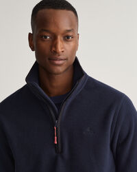 Pulover com meio fecho em lã cardada leve