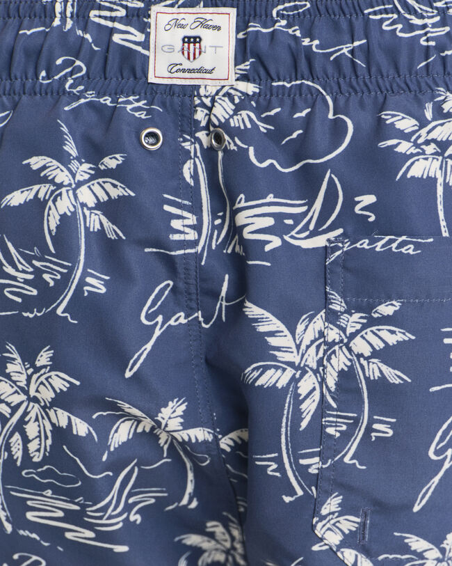 Calções de banho com estampado Island