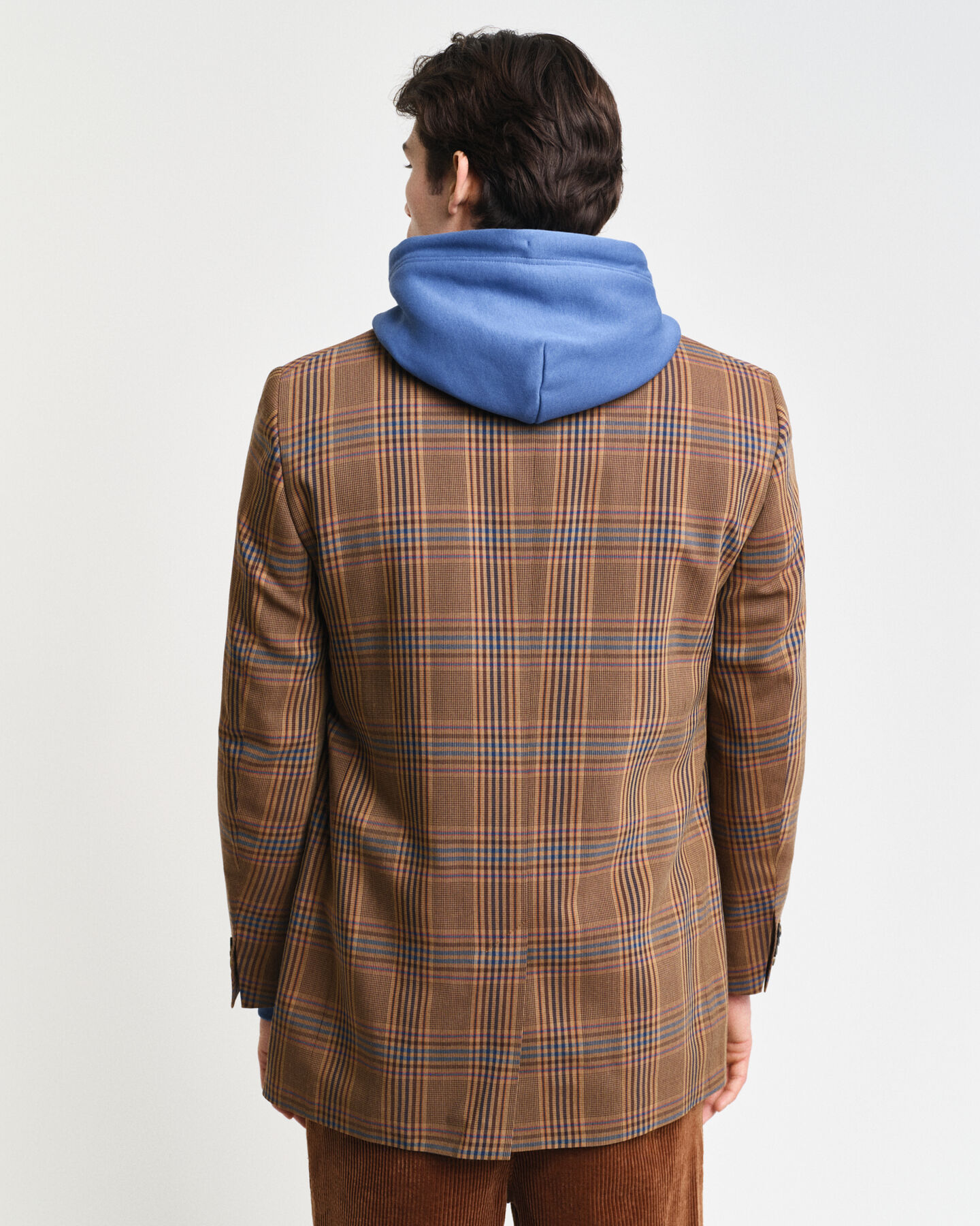 Blazer em l&atilde; com padr&atilde;o de xadrez relaxed fit