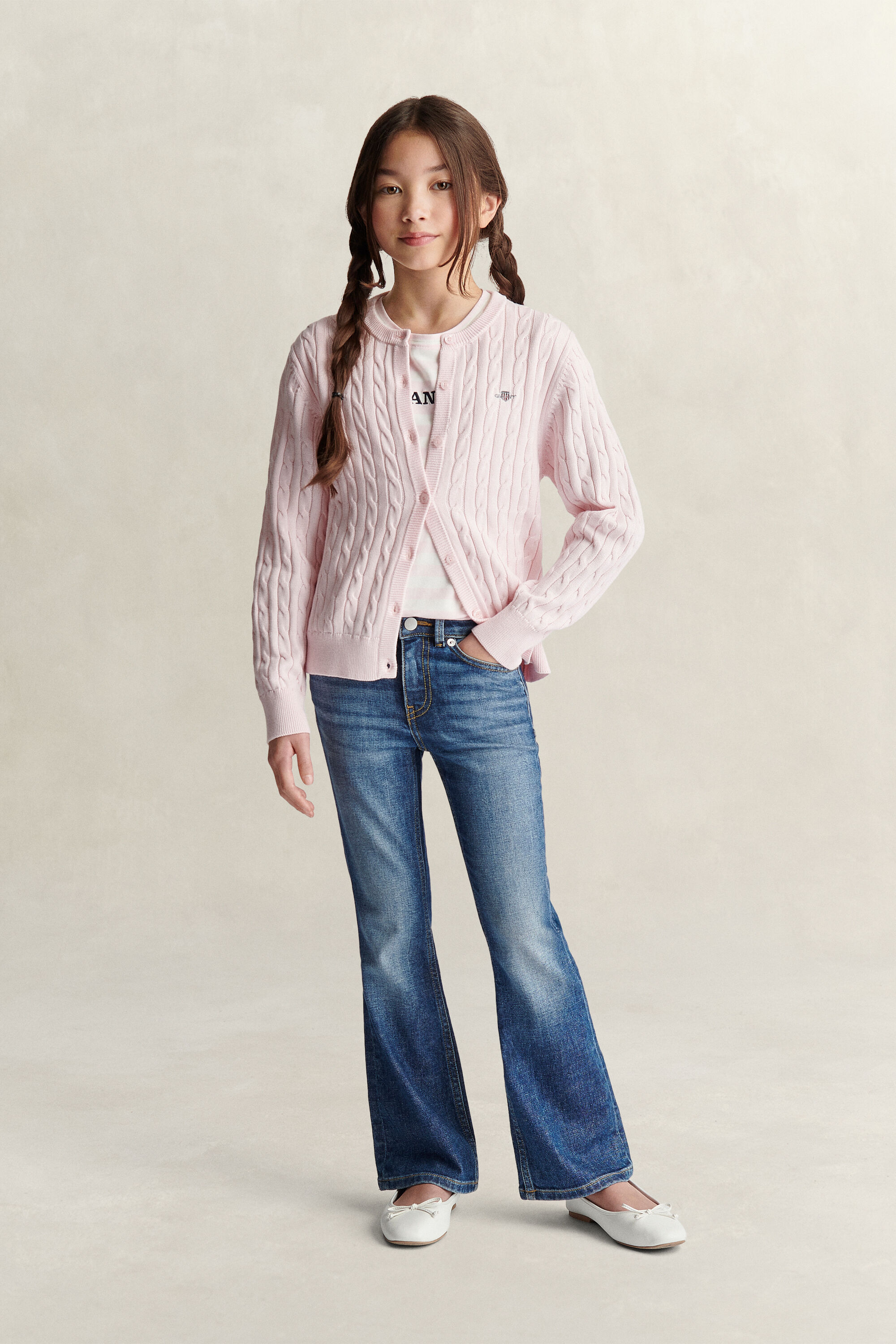 Casaco de malha canelada Teen Girls