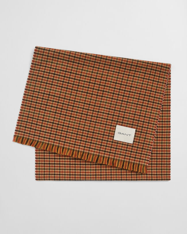 Cachecol largo em lã com padrão Gingham
