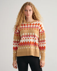 Pulover com decote redondo Fairisle