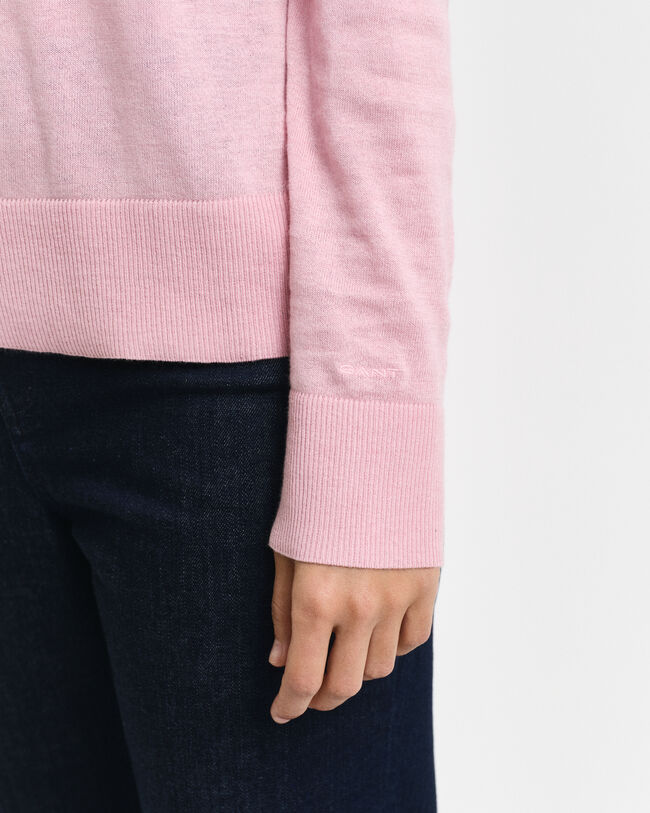 Sweatshirt com decote em V em malha fina