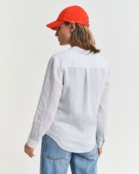 Camisa de linho às riscas regular fit