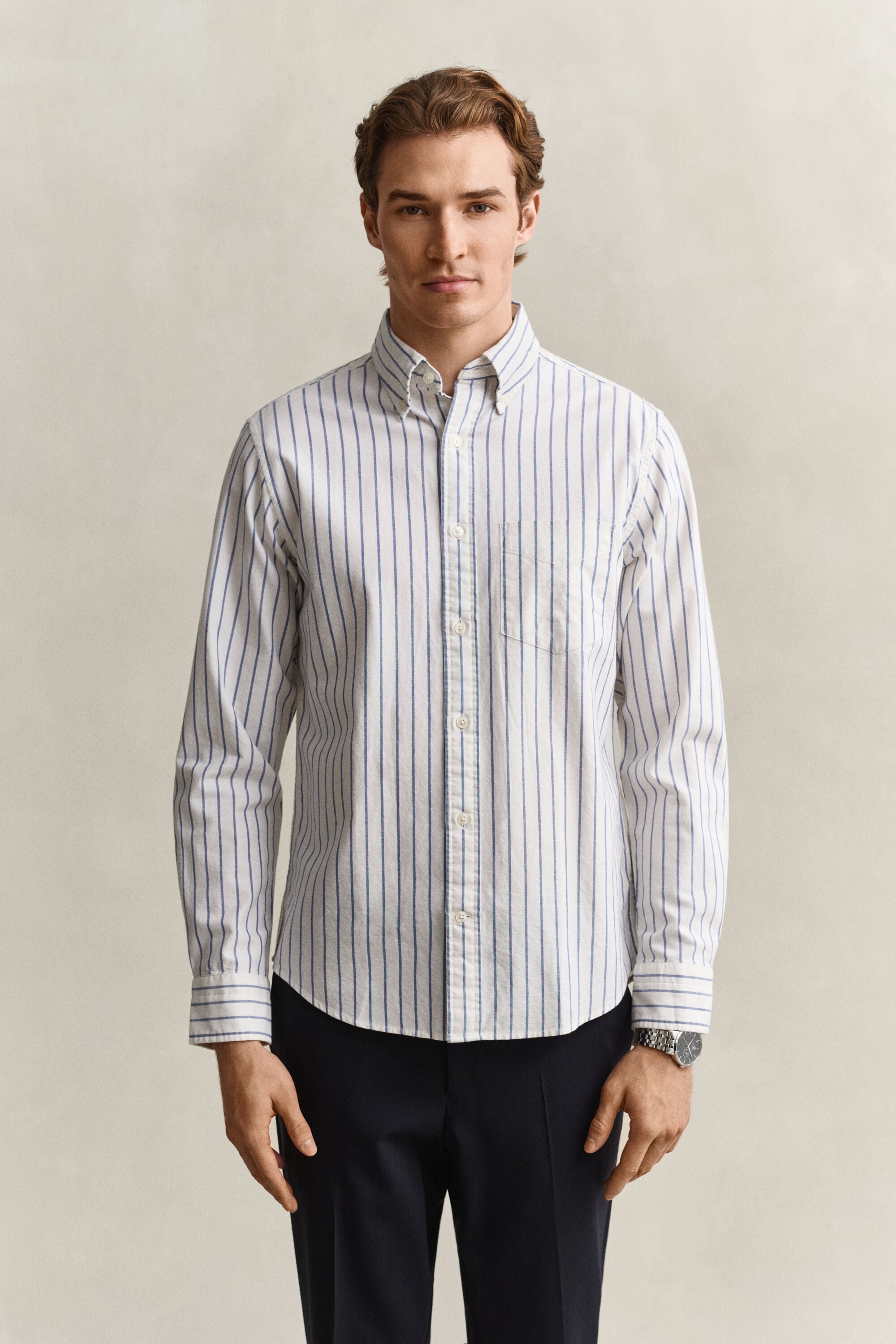 Camisa Oxford às riscas Classic