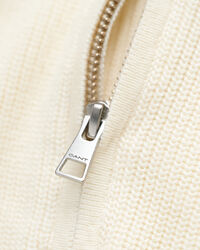 Camisola com meio fecho em algod&atilde;o canelado