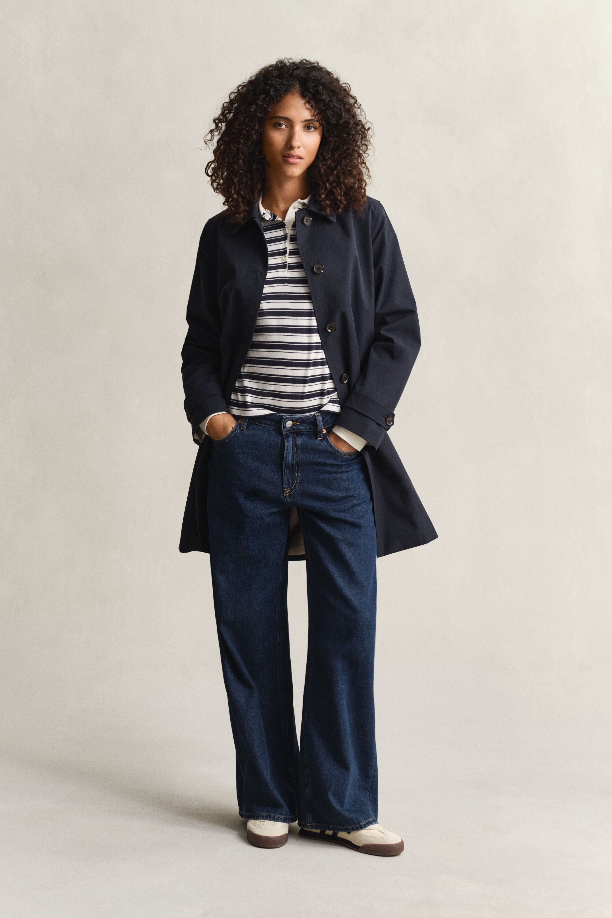 Polo de manga comprida às riscas