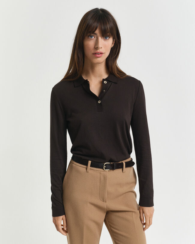 Polo de mangas compridas com botões