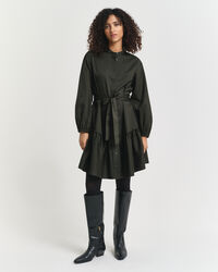 Vestido de manga comprida em algodão acetinado