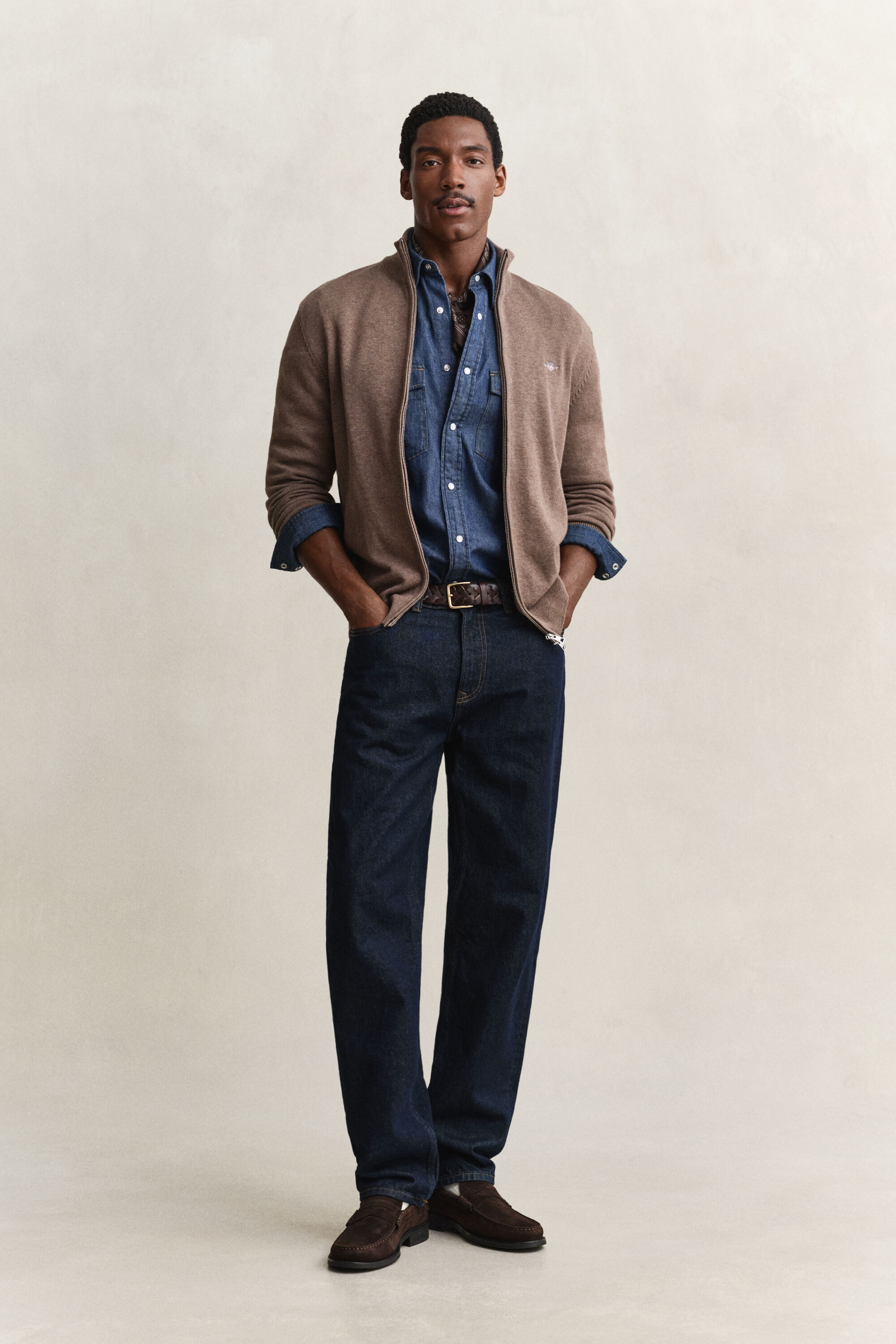 Casaco de malha com fecho de correr Casual Cotton