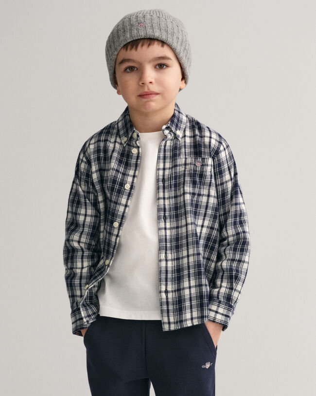 Camisa de flanela com padr&atilde;o de xadrez regular fit Kids