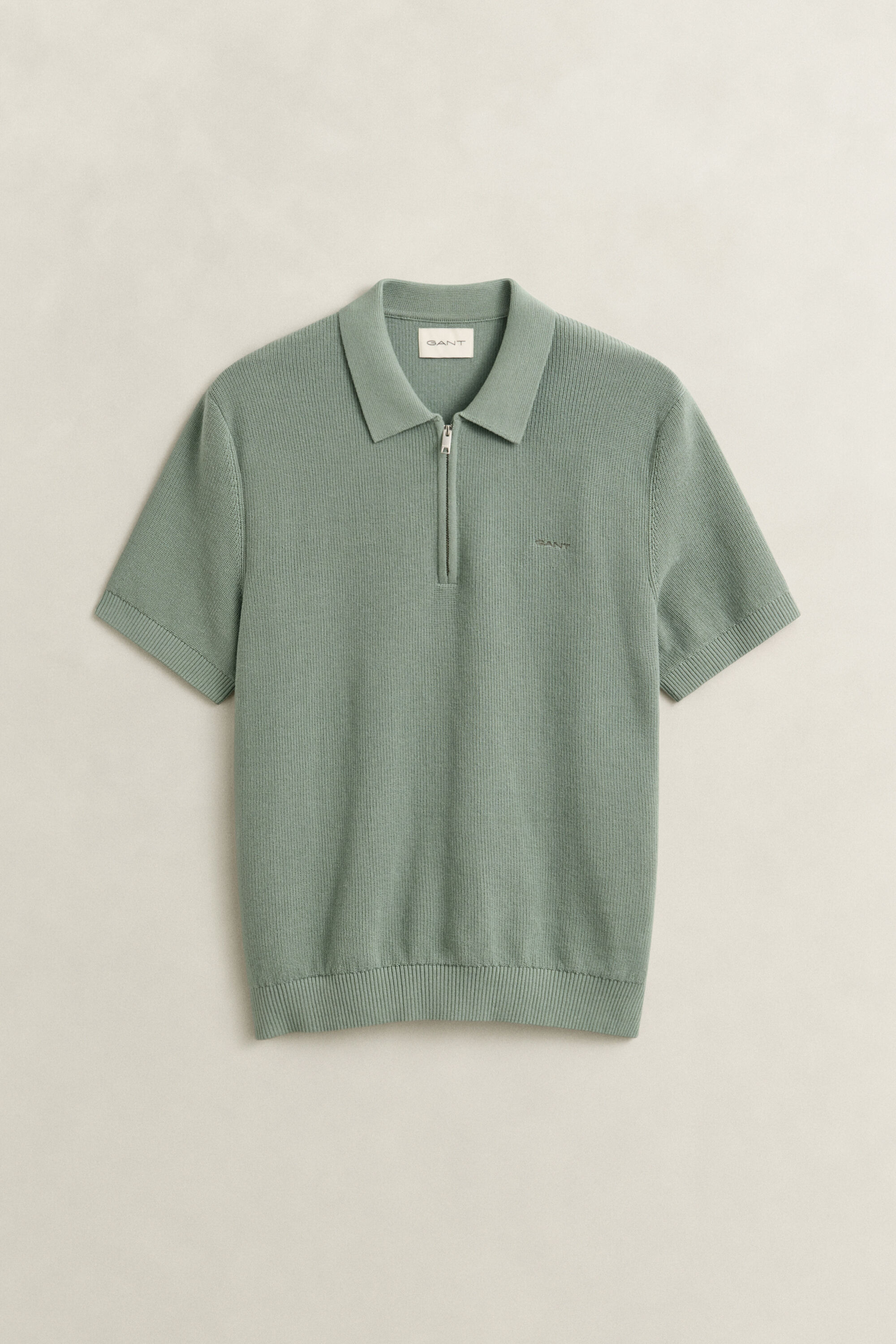 Camisola de malha tipo polo em algodão canelado