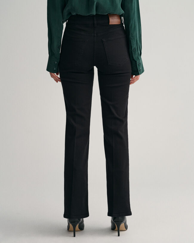 Calças de ganga evasê coloridas