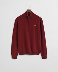 Camisola de malha com meio fecho em lã extrafina