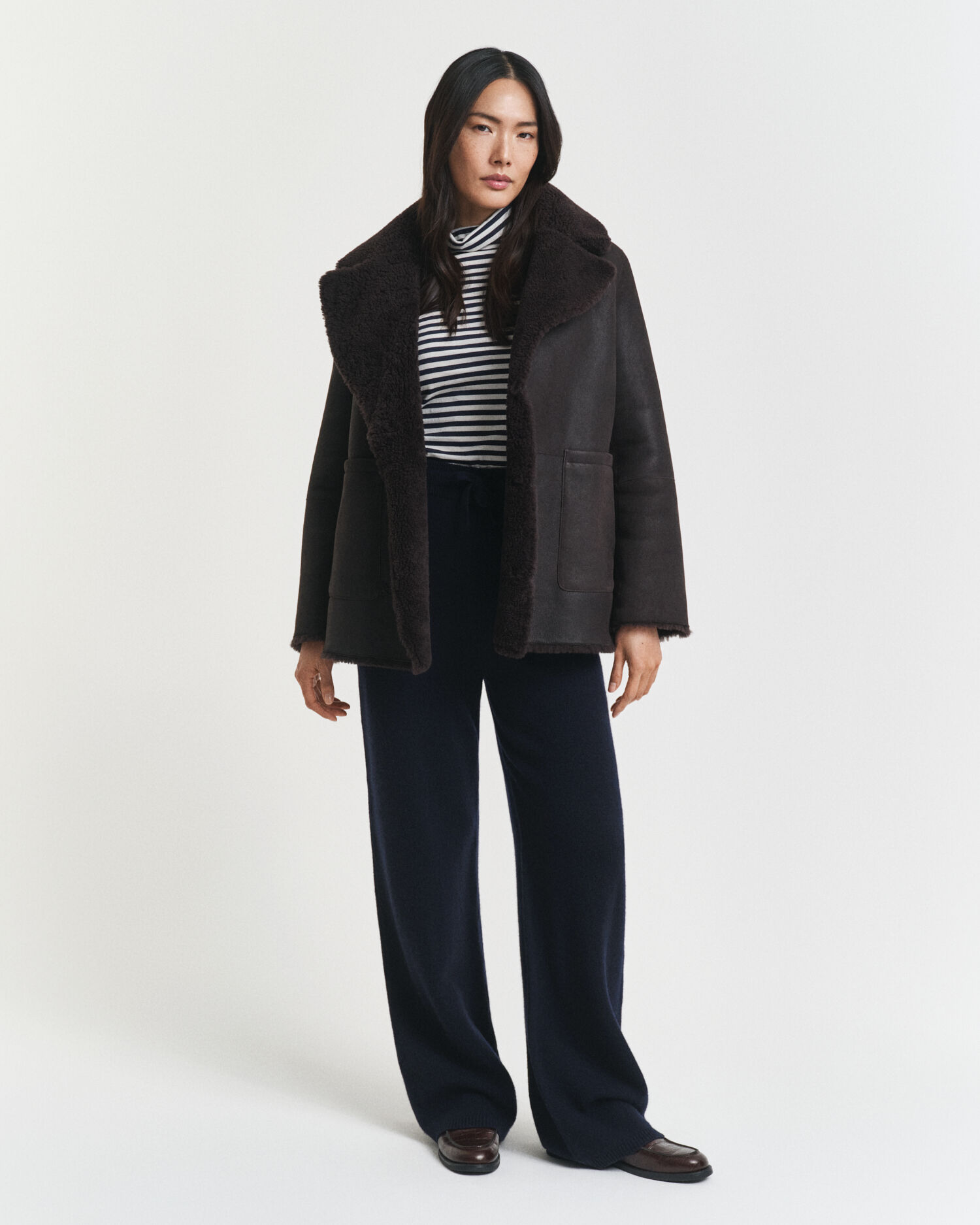 Calças em malha de lã