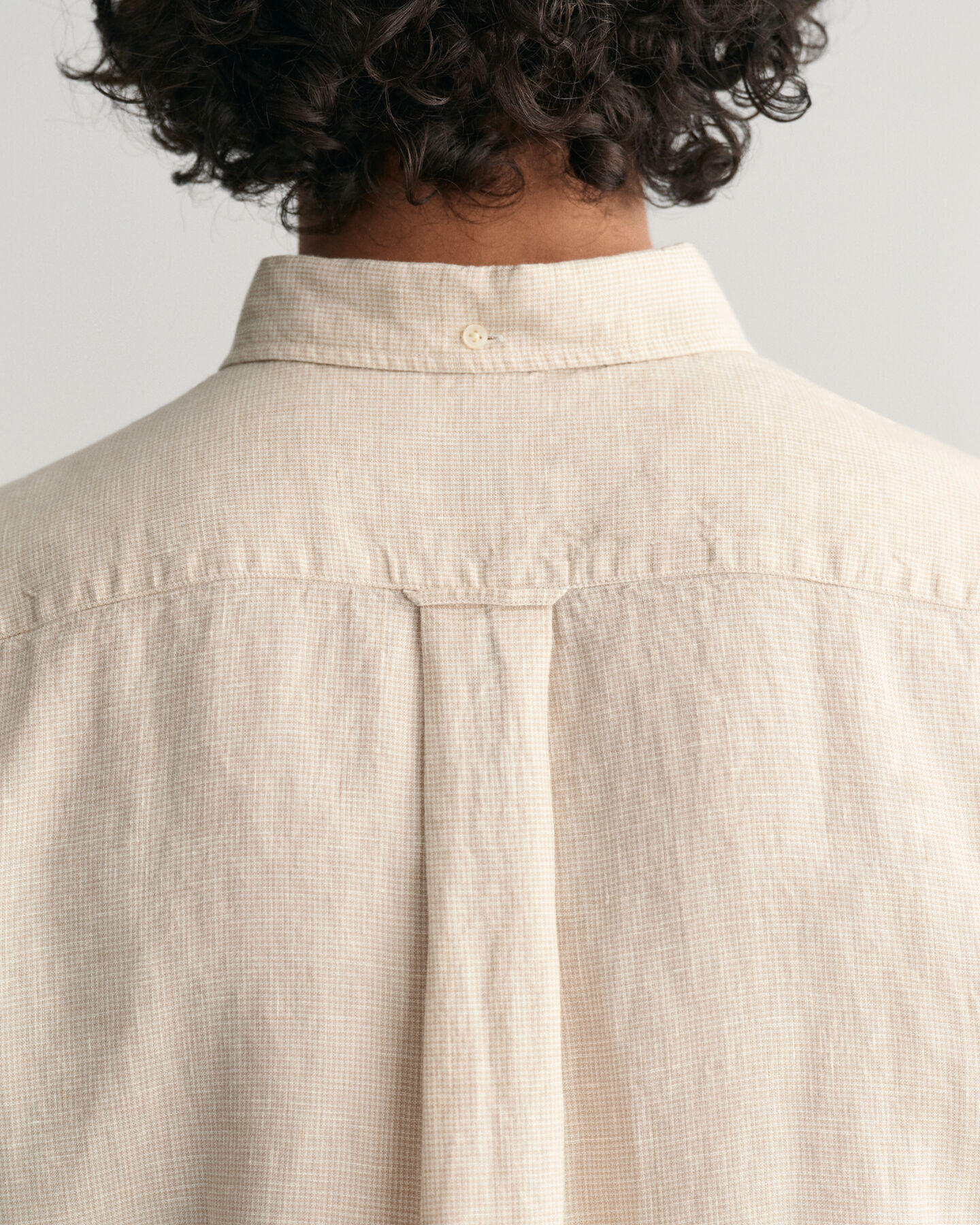 Camisa de linho com manga curta Houndstooth regular fit