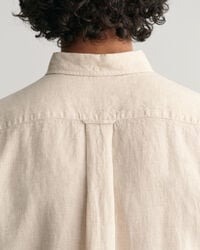 Camisa de linho com manga curta Houndstooth regular fit