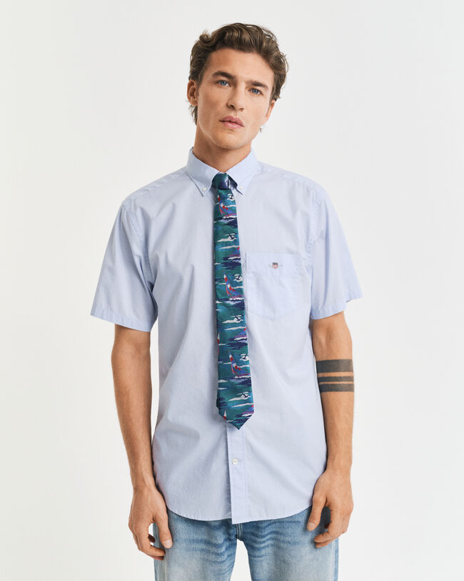 Camisa de manga curta em popelina clássica regular fit