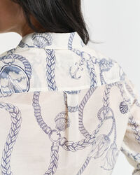 Camisa em seda e algodão Sailing Print regular fit